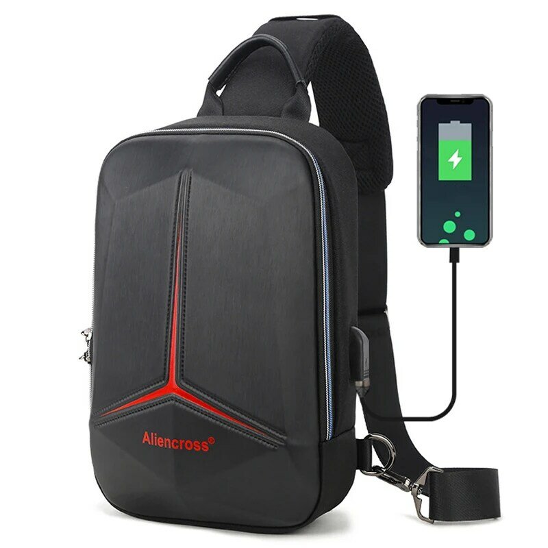 SUUTOOP-Bolso de hombro antirrobo para hombre, bandolera multifunción de PVC con USB, paquete de riñonera de viaje