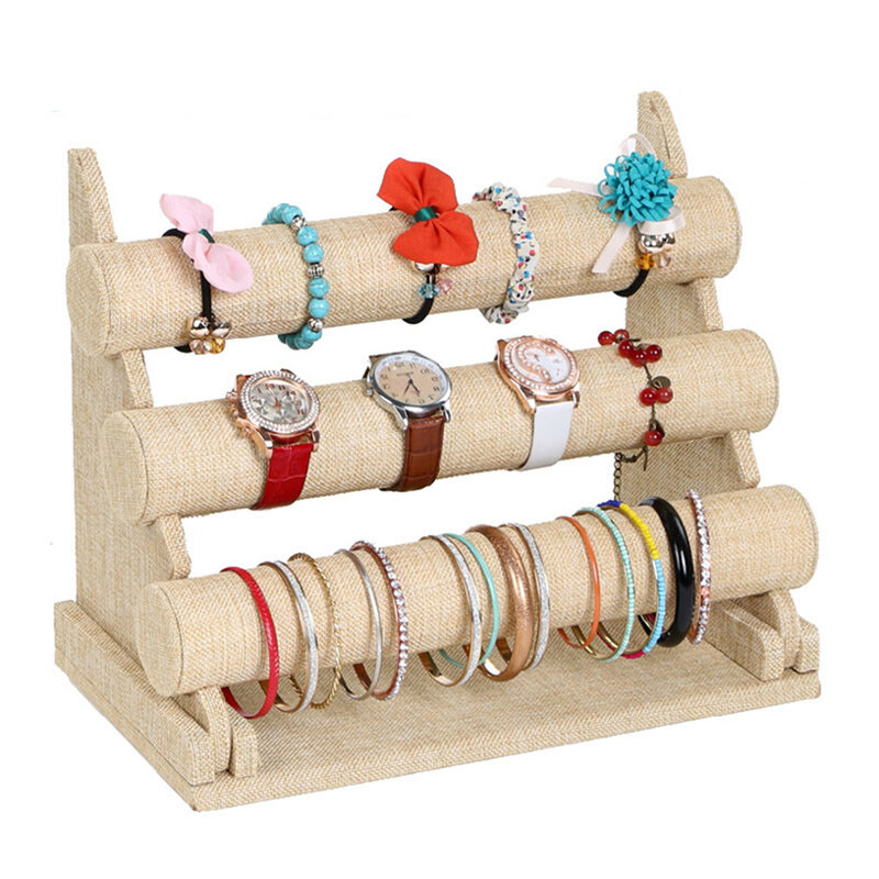 Estante de exhibición de Joyas de terciopelo de 1/3 niveles, soporte de exhibición de reloj, collar, pulsera, soporte desmontable, soporte de exhibición de tienda de joyería