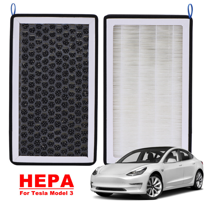 Filtro De Ar HEPA Carvão Ativado, Auto Ar Condicionado, Kit Elemento Filtro Substituição, Cabine, Tesla Modelo 3 Y