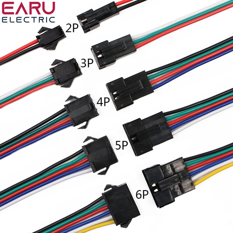 LED 스트립 라이트 드라이버 커넥터 와이어 케이블, 2 핀, 3 핀, 4 핀, 5 핀, 6 핀, 암수 JST SM 2 3 4 5 6 핀 플러그