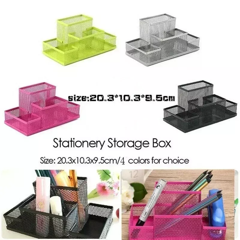 Metal Stand Mesh Cube Combination Holder Study Storage Box Office Desk Desktop Accessories Stationery Case Pen Pencil Organizer