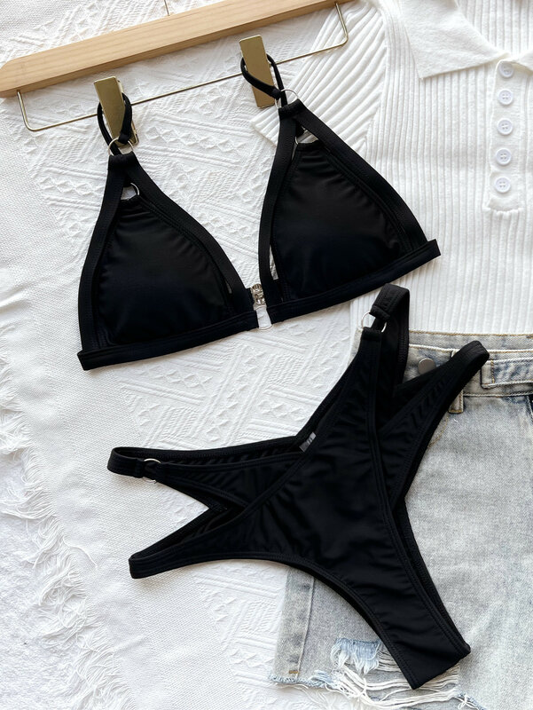 Ello lace sexy Frauen Badeanzug aushöhlen Bikinis brasilia nische Frau Push-up Dreieck Bade bekleidung schwarz heißen Strand tragen