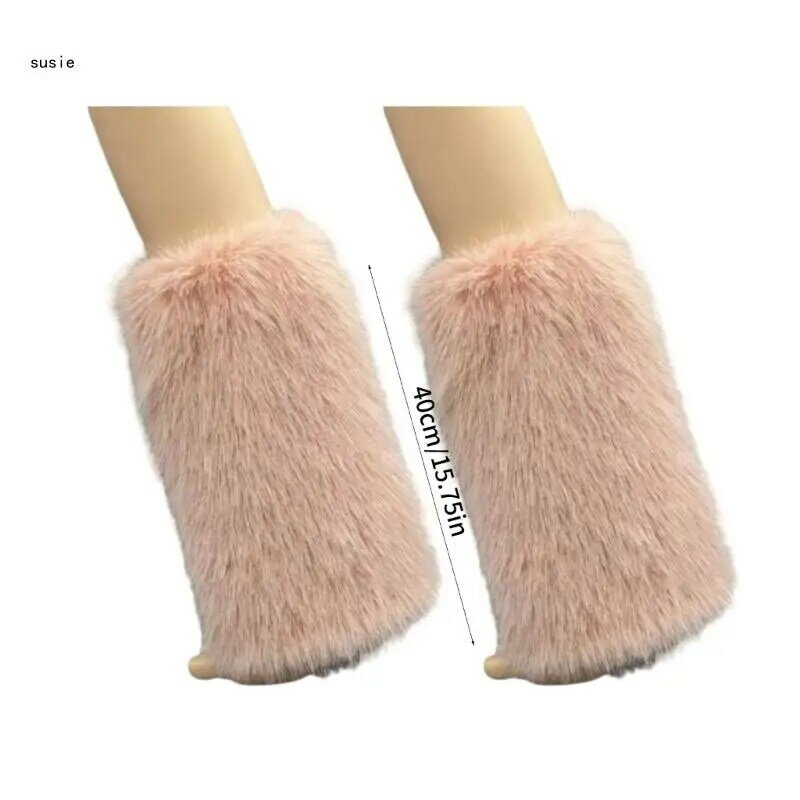 X7YA Faux Furs Leg Warmer,Y2K Warm Cozy Fuzzy Leg Warmer Boot Cuffs Cover for Womens