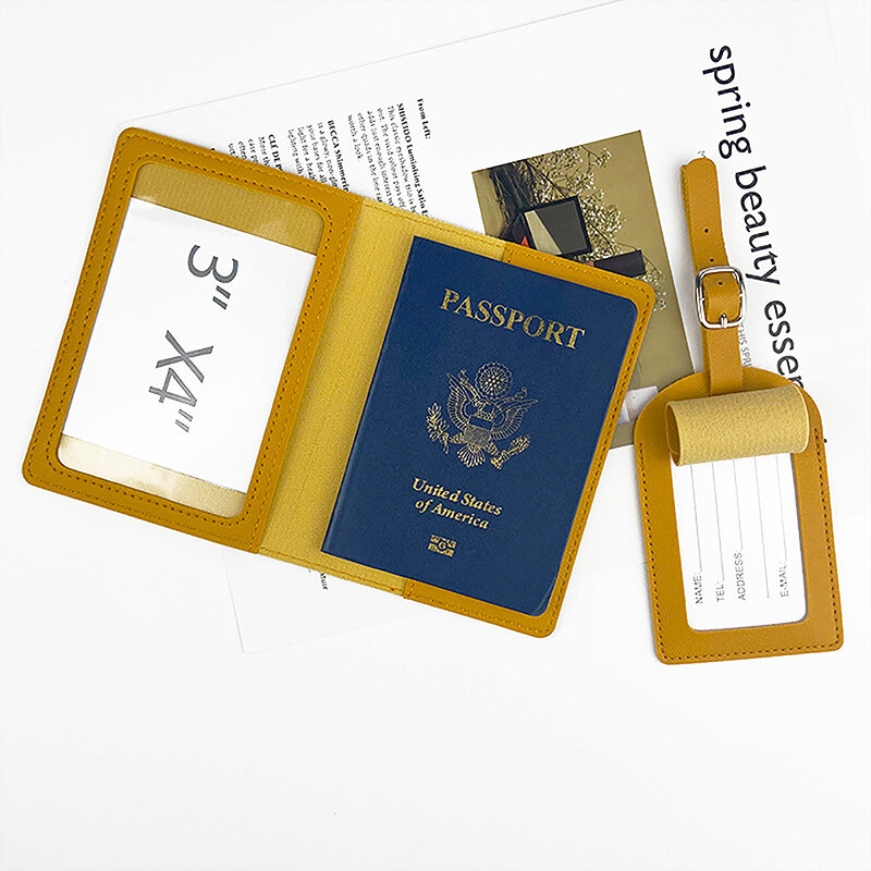 Passaporte Capa Titular com Cartão de Papel, Clipe Passaporte, Multi Color, Grosso Couro PU, Set Bagagem Tag, Viagem DIY Acessórios, Novo