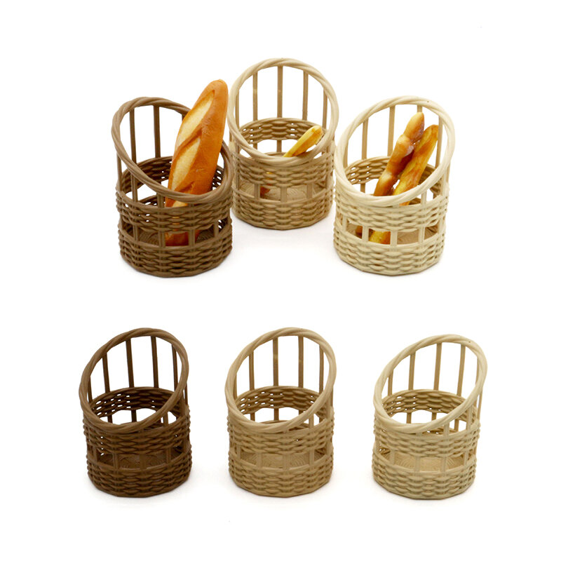 1:12 Dollhouse Miniature Storage Basket Woven Basket Bread Basket Shopping Basket Kitchen Model Decor Toy Doll House Accessories