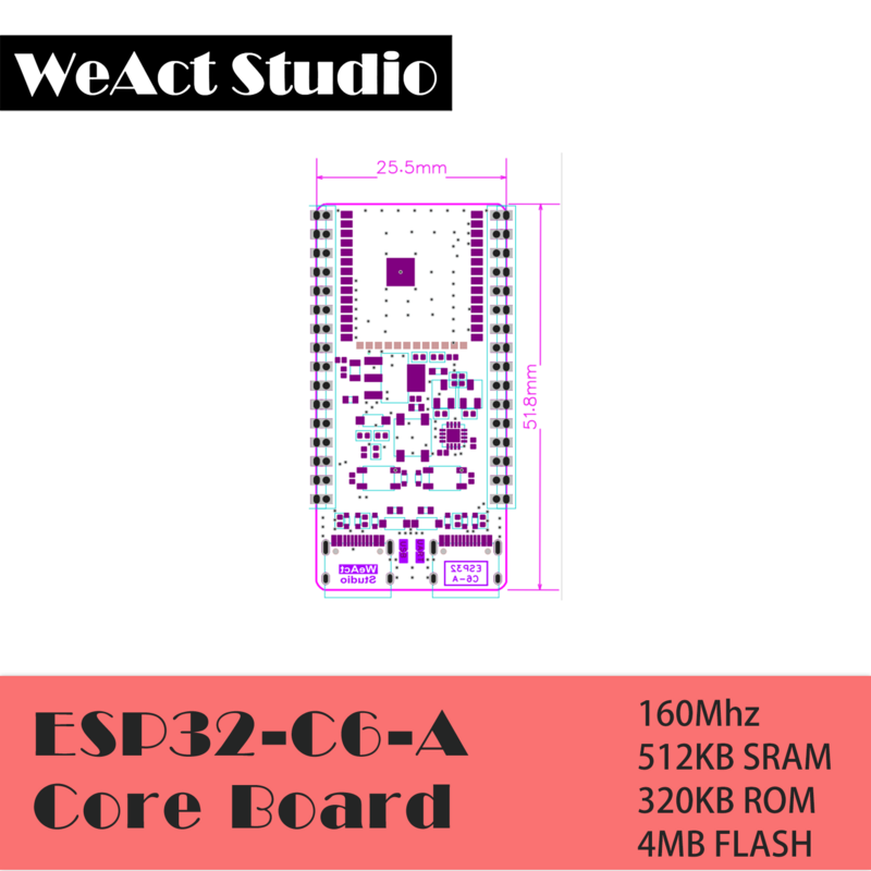 WeAct ESP32-C6 مجلس التنمية ESP32C6 الحد الأدنى نظام مجلس ESP32 الأساسية مجلس RISC-V Espressif IoT WiFi6 بلوتوث زيجبي