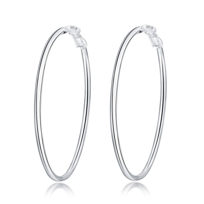 925 Sterling Silver Big Circle Round 5/6/7/8 cm orecchini a cerchio per le donne fede nuziale orecchino accessori di gioielli di qualità di lusso