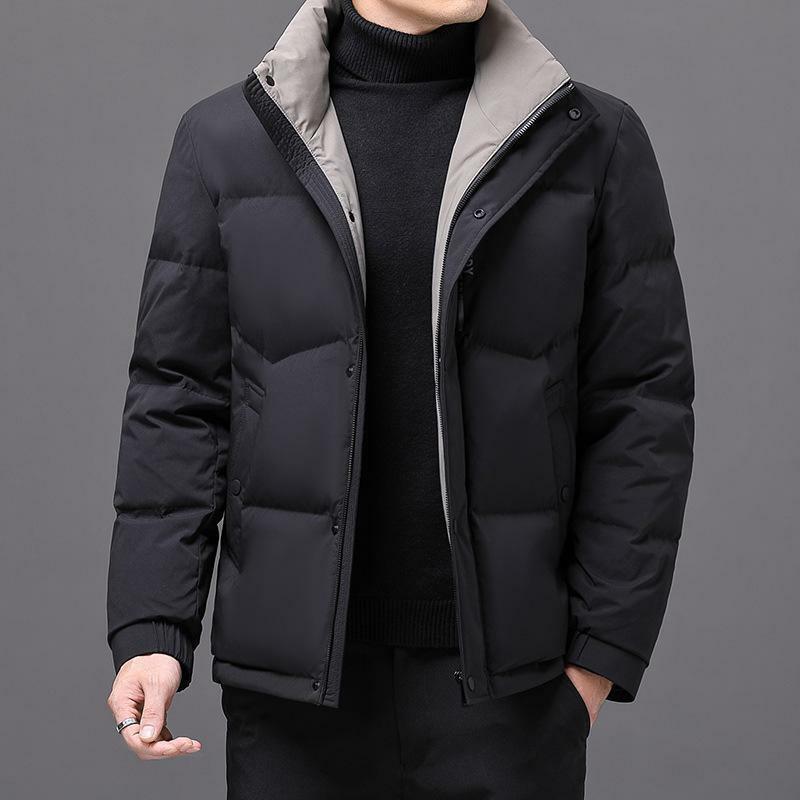 Новинка 2022, зимние мужские однотонные модные пальто BLOLA средней длины на белом утином пуху