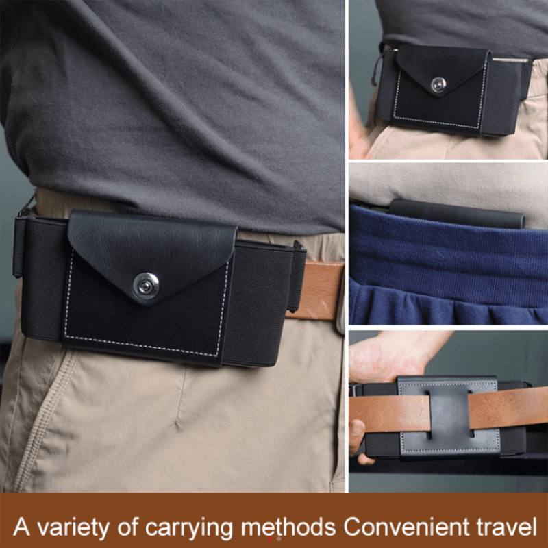 Invisible Anti-theft Stretch Belt Bag Fashion Men Multi-function Small Waist Bag Leather Belt Pack Wallet Coin Purse Case