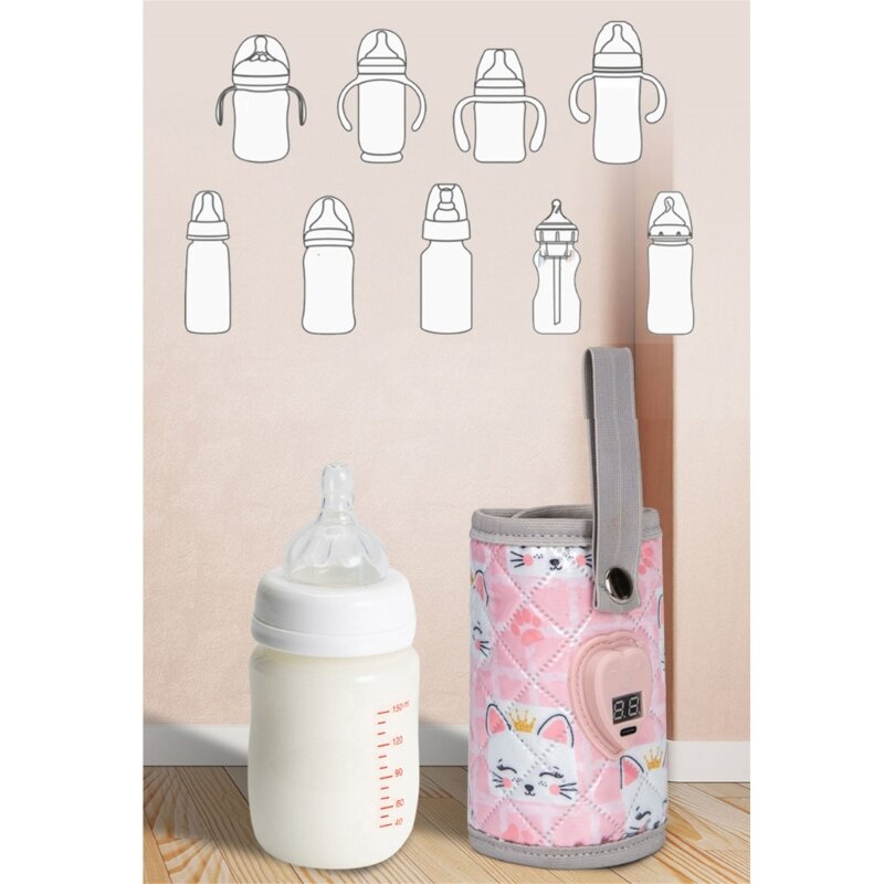 Cochecito viaje, portador botella leche materna, calentador leche USB portátil QX2D