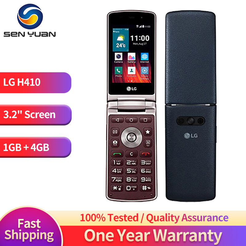 LG-vinho inteligente II Quad-Core celular, H410, 3,2 "tela, 1GB de RAM, 4GB ROM, 3.15MP câmera, 4G LTE Smartphone, original