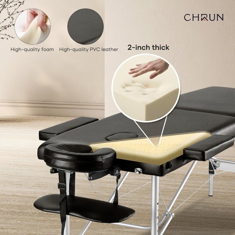 Mesa de massagem portátil profissional, Lash Bed, Facial SPA camas, altura ajustável de transporte, 84in Wide