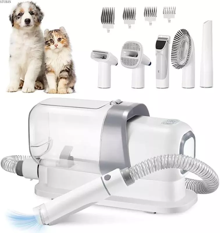 Kit de aseo para mascotas, cortapelos al vacío para perros, removedor de pelo para mascotas con potente succión grande de 2,3 L y bajo ruido