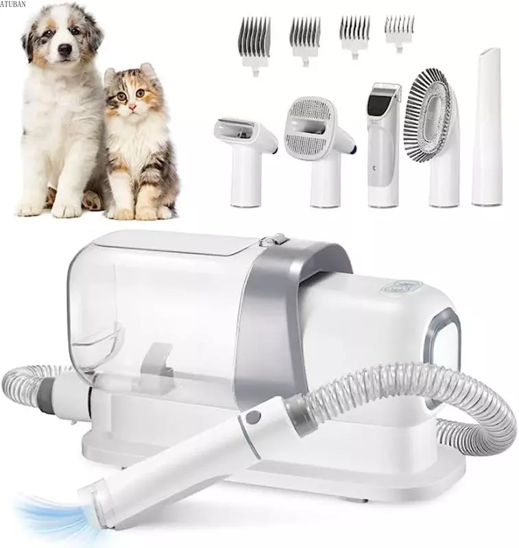 Kit per toelettatura per animali domestici tagliacapelli per toelettatura per cani sottovuoto dispositivo di rimozione dei peli di animali domestici con potente Kit di tagliacapelli per animali domestici da 2,3 litri di grandi dimensioni e a basso rumore