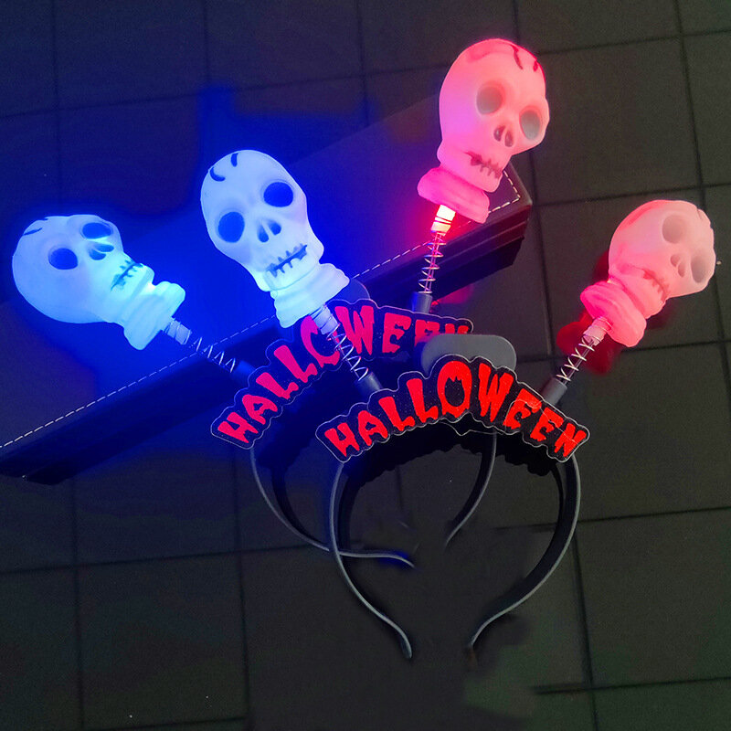 Halloween Verkleden Met Sprankelende Pompoen Spookhaar Hoepels Dag Van De Dode Partij Hoofddeksels Glow Glow Stick Prop Benodigdheden