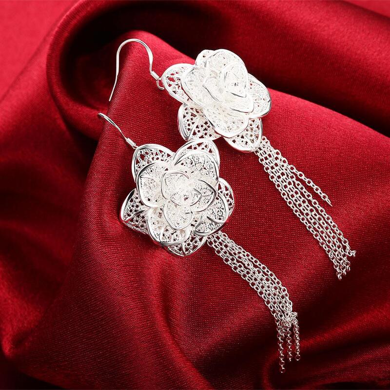 Charms hohe qualität 925 Sterling Silber Schöne quaste Blumen Ohrringe für Frauen fashion party hochzeit Schmuck Geschenke