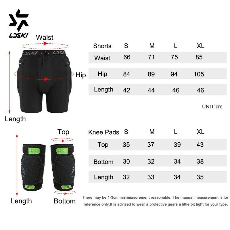 LDSKI New Ski Protective Shorts Knee Pads Cushioning Breathable Well-Fitting Protection Tailbone Guard Snowboarding Accessories