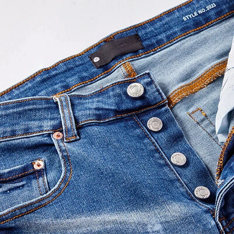 Jeans di marca ROCA viola di alta qualità tendenza americana hip hop cat beard effect pantaloni dritti eleganti e sottili