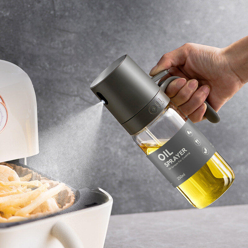 Botol Semprot Minyak 250Ml Dispenser Minyak Goreng Kaca Borosilikat Tinggi Penyemprot Minyak Zaitun Tuan untuk Penggorengan Udara Salad Kue