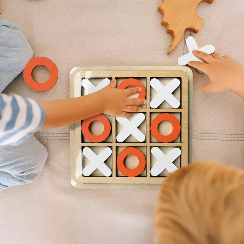 Set meja permainan papan catur minat untuk anak laki-laki/perempuan Tic-Tac-Toe hadiah ulang tahun mainan permainan otak untuk anak-anak 6-8 usia 1pc warna acak