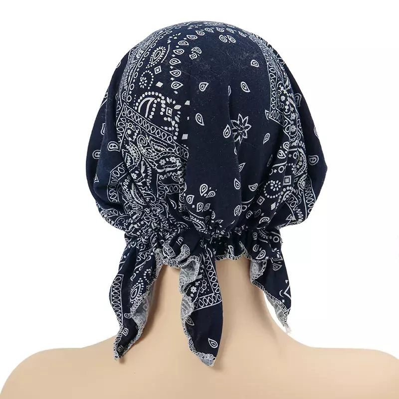 New Fashion bandane Women Bow annodato Twist Turban Hat Twist Hijab Bonnet Cap India Hat Rabbit Ear Headband Print Hijab musulmano