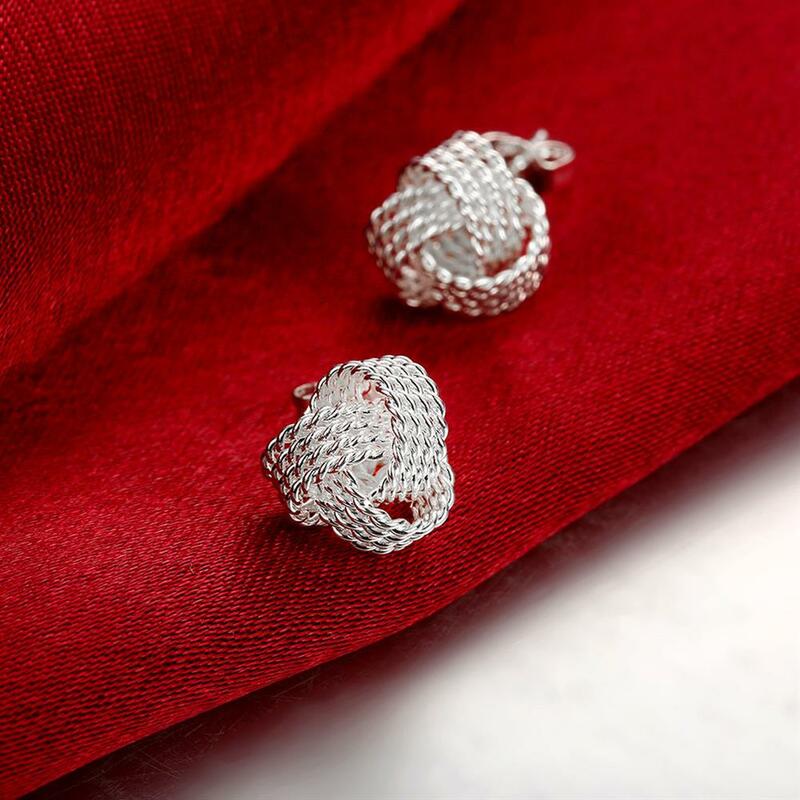 Hot Trend 925 Sterling Silver Pretty Ball Necklace Stud Earrings for Woman Jewelry Sets Fashion Party Wedding Accessories Gifts