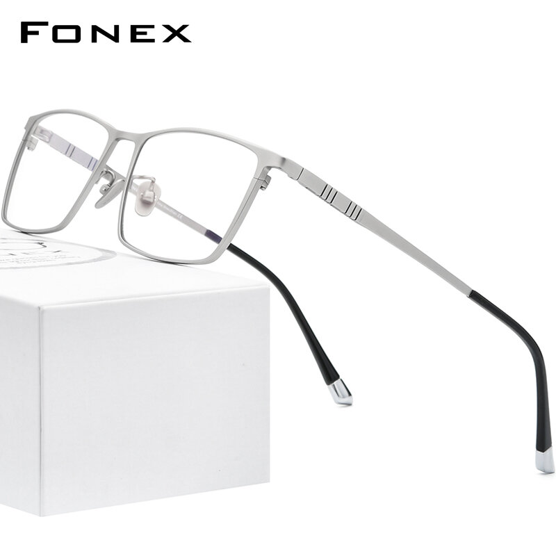 FONEX Pure Titanium Glasses Frame Men Square Eyewear 2020 New Male Classic Full Eyeglasses Frames F85641