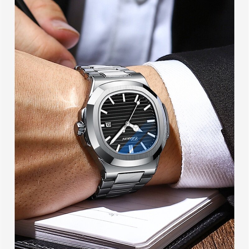 Chenxi-男性用のクラシックなクォーツ腕時計,ステンレス鋼のストラップ,ファッショナブルなカップルの時計,女性へのギフト,8222