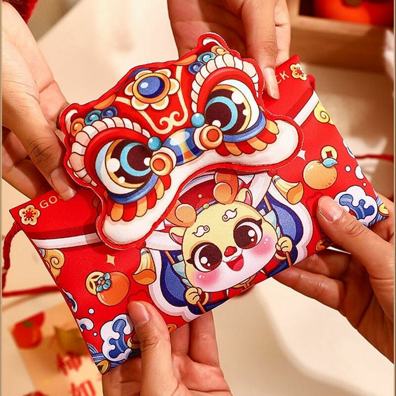 2024Chinese 3d Panda Rood Pakket Lente Festival Speciale Doek Rode Envelop Dragon Rugzak Volle Maan Cadeau Kind Nieuwjaar Rode Tas