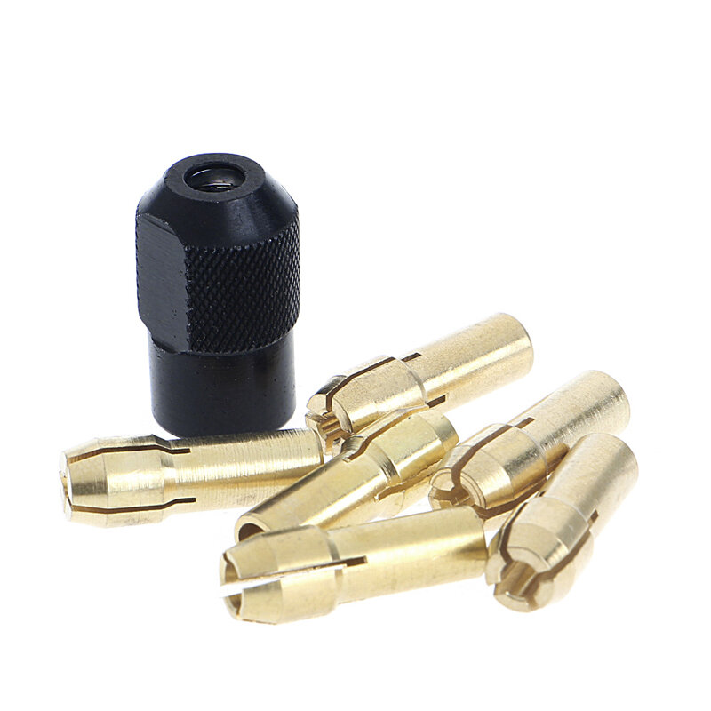 7Pcs Brass Collet 1.0 1.6 2.0 2.4 3.2 + Check 0.75 Fits Rotary Tools