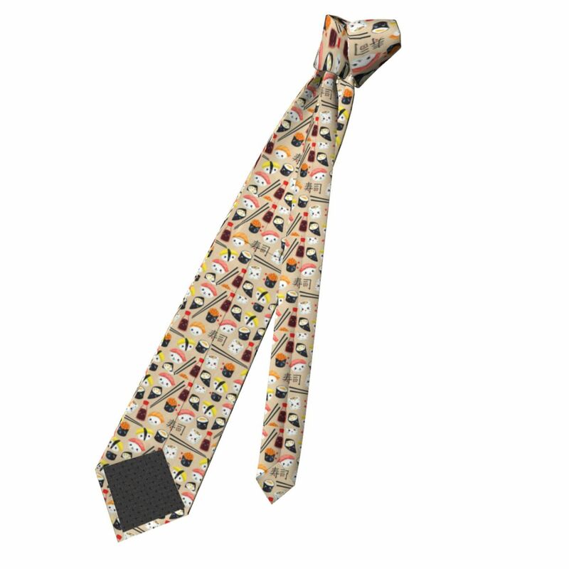 Gravatas de pescoço formal masculinas, gravata Kawaii Sushi, seda personalizada, Japan Food Party