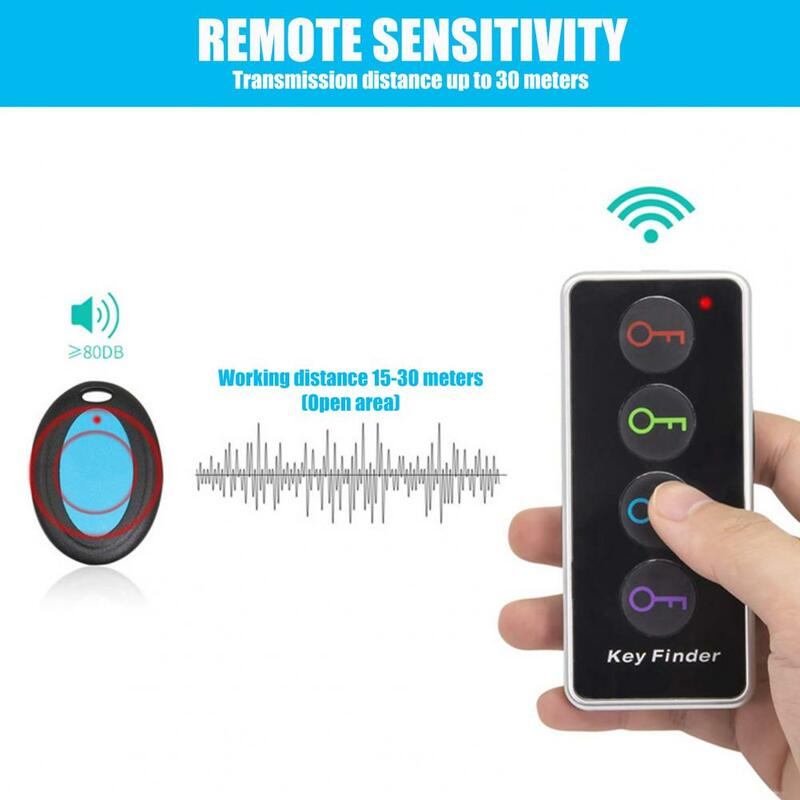 Dispositivo di localizzazione allarme Anti-smarrimento portatile Wireless 80dB 30m distanza 499.82MHz ricerca con un clic ABS quattro colori Key Finder