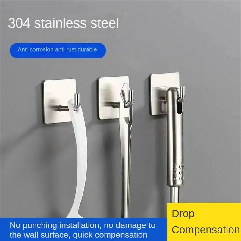 Stainless Steel Wall Hook Non-perforated Strong Load-bearing Viscose Hanging Cloth Trunk Hook Bathroom Rack Organizer