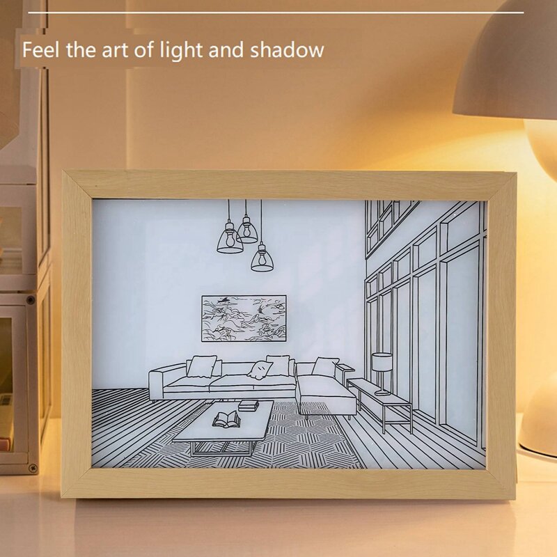مصباح ثلاثي الألوان بجانب السرير ، مصباح صورة مضيء ، مصباح طاولة جو ، ديكور جداري ، غرفة نوم ، ديكور منزلي ، هدية ، 32x22cm
