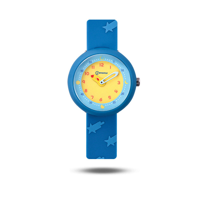 UTHAI 귀여운 애니메이션 포인터 전자 쿼츠 어린이 시계, 방수 및 내진 실리콘, 남아 및 여아 시계, BK123