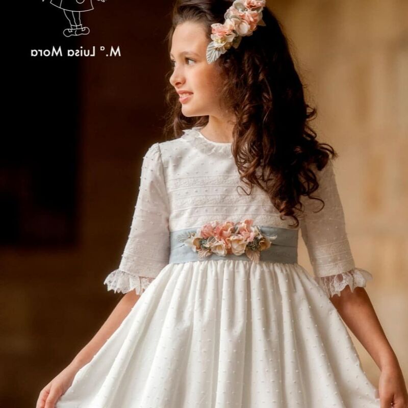 FATAPAESE – robe de première Communion pour filles, en coton, avec ruban Floral, ceinture, robe de mariée, demoiselle d'honneur, pour enfants