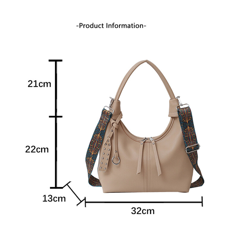 Luxury Crossbody Bag for Women 2024 New Arrive Casual Shoulder Purse Wide Strap Purses and Handbags Female Daily Trend Hobo Sack