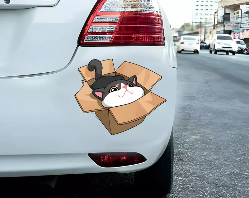 Car Decals Waterproof Sticker Cute Anime Box Cat Vinyl Stickers for Auto Window Bumper Windshield Car Decor Accessories