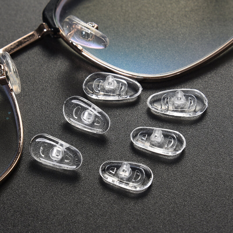 Bantalan hidung silikon 10 pasang, untuk kacamata dengan obeng ruang udara lembut kacamata Anti selip bantalan hidung alat perbaikan pengganti sekrup