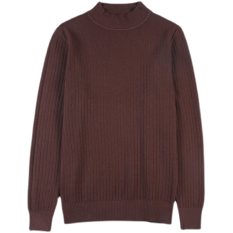 Pull tricoté ample à col montant pour homme, vêtement élégant et décontracté, couleur unie, assorti avec tout, automne 2023