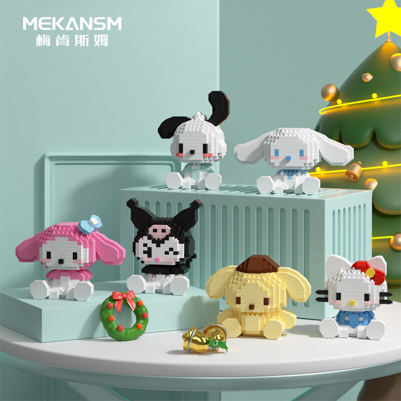 Sanrio Hello Kitty Micro Building Block, Modelo 3D, Pochacco, Cinnamoroll, Kuromi, My Melody, Mini Bricks Figura Brinquedos, Montado