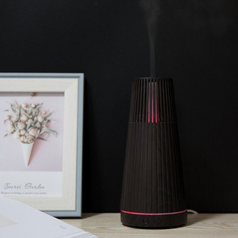 Electric Air Humidifier Essential Aroma Oil Diffuser With Remote Control Wood Grain Mini Mist Maker And LED Light
