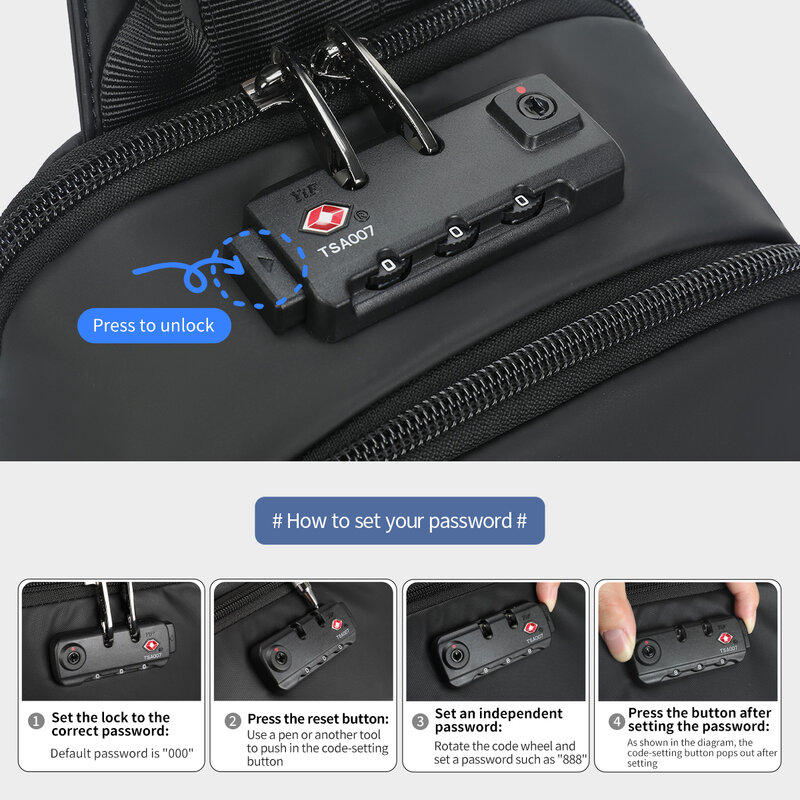 Dożywotnia gwarancja torba męska 9.7 cali na iPada koreański styl torba na ramię wodoodporna torba na krzyż męska torba TSA antykradzieżowa