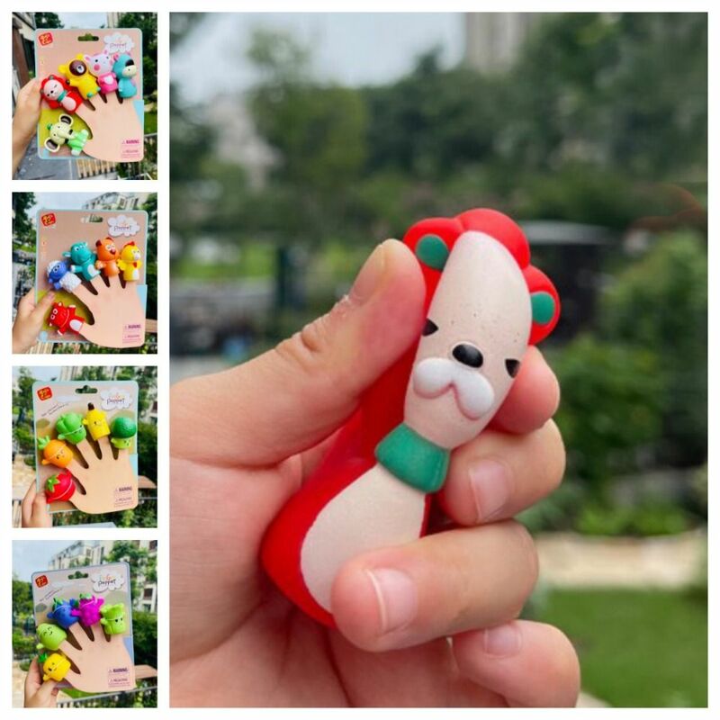 5pcs colorato Mini animale burattino a mano sicurezza giocattolo educativo bambola burattino dito giocattolo Set giocattoli sensoriali Montessori bambini