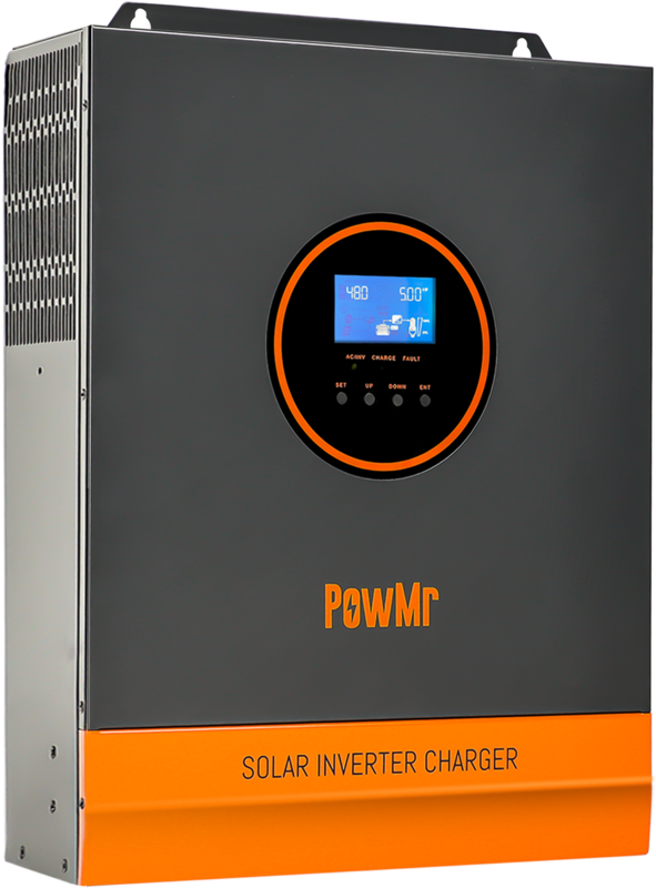 PowMr Inverter tenaga surya All-In-One 3K 24V, Inverter tenaga surya hibrida gelombang sinus murni untuk sistem tenaga surya