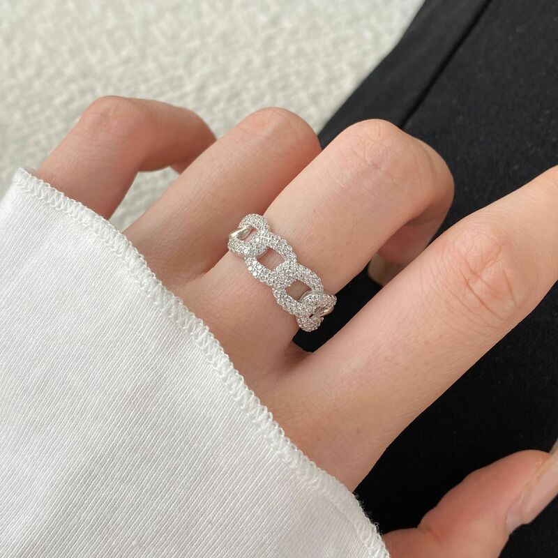 S925 خاتم إصبع من الفضة الإسترلينية للنساء ، عصري ومخصص ، تصميم متخصص ، ربط سلسلة ، إنستغرام