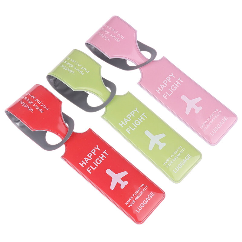 Simpatica lettera Happy Flight PVC etichetta per bagagli cinghie valigia Id nome indirizzo identifica etichette etichette per bagagli accessori per aeroplani