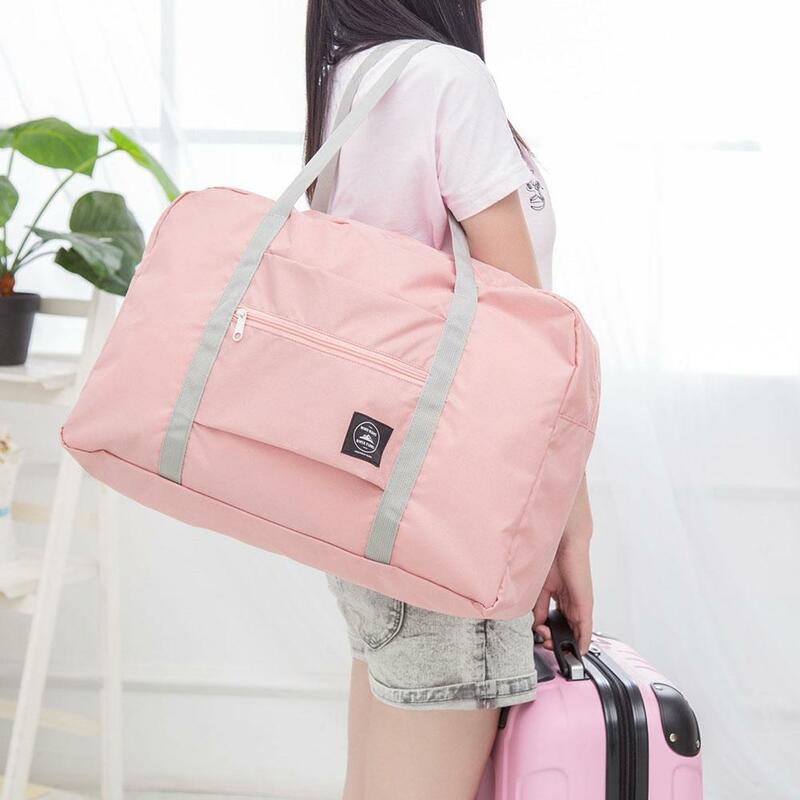 Bolsas de viaje plegables de nailon para hombre y mujer, bolsa de equipaje de gran capacidad, impermeable, 5 colores, P7D2