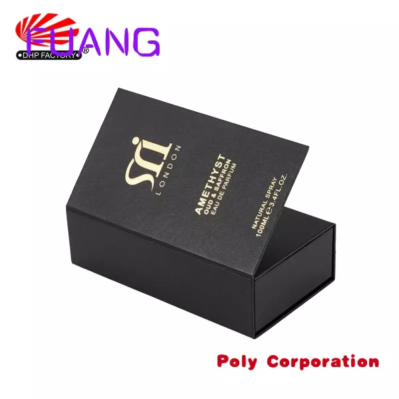 Custom Black special paper hinged lid luxury packaging perfume box for bottlecacking box for small business