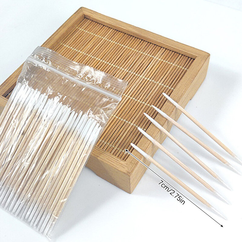 Двусторонние одноразовые ультра-маленькие хлопковые безворсовые микро деревянные Кисти для макияжа инструмент для удаления клея для наращивания ресниц